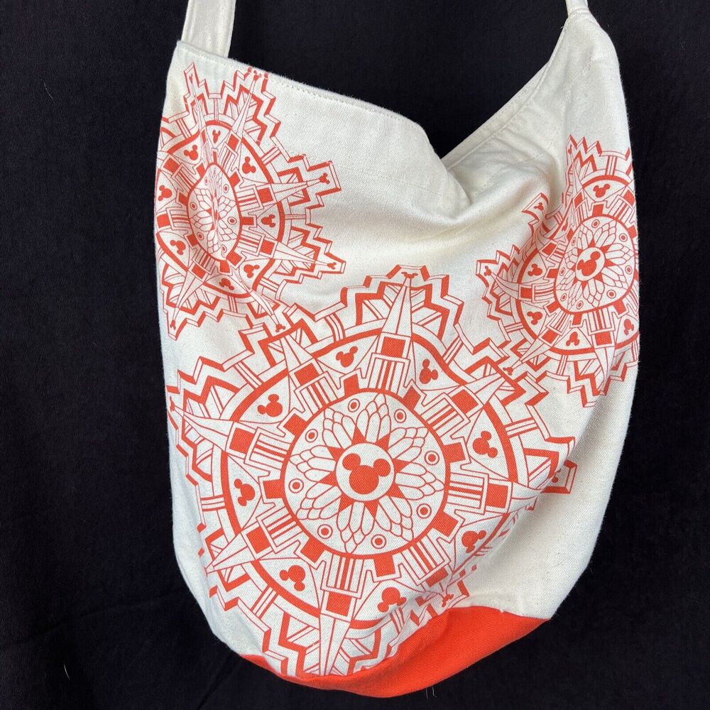 Disney Parks Aztec Mickey Canvas Tote Bag ~Large Orange Purse Beach Pool Cruise